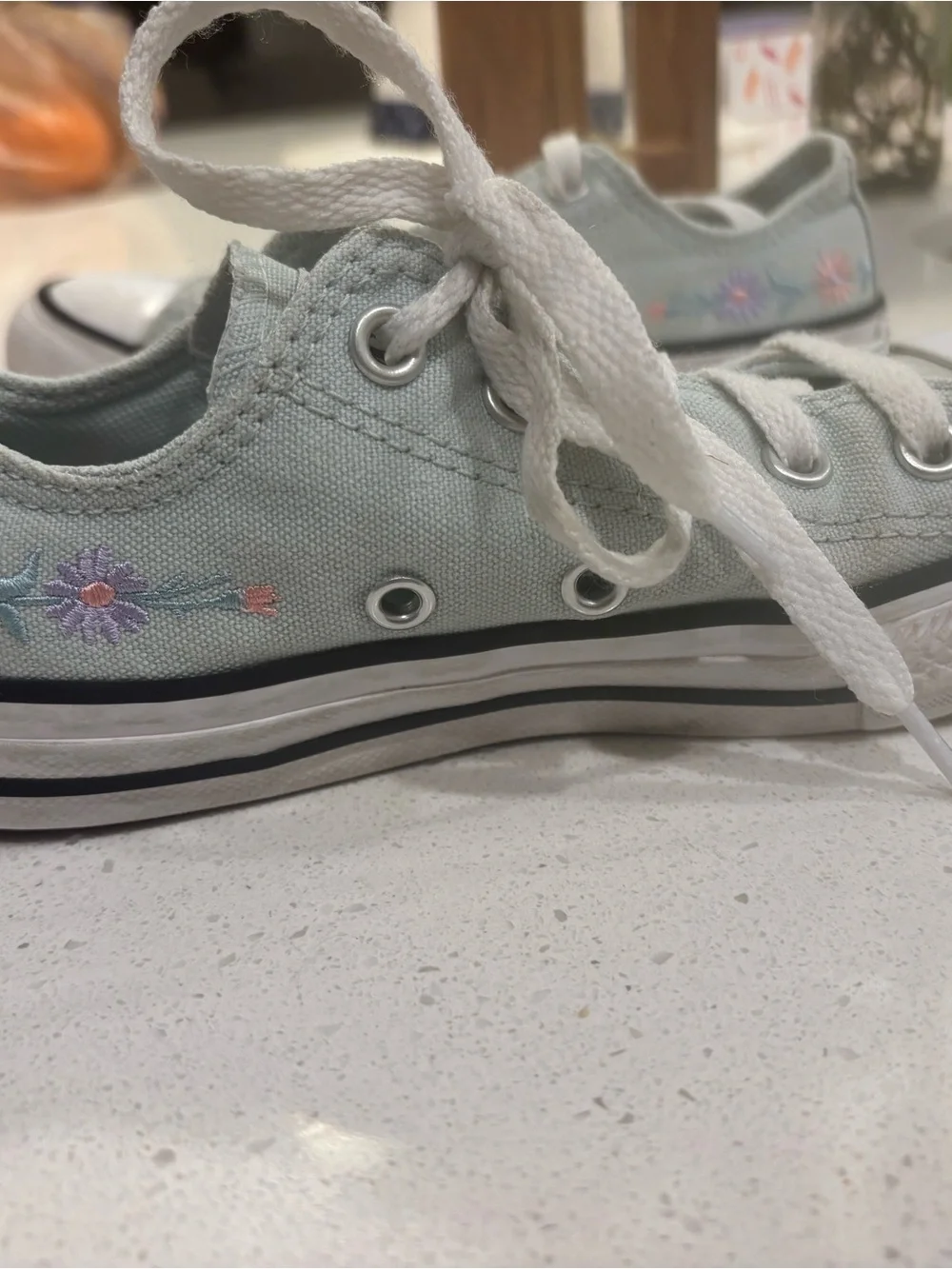 Converse Light Blue Low-Top Canvas Sneakers with White Details Size 13